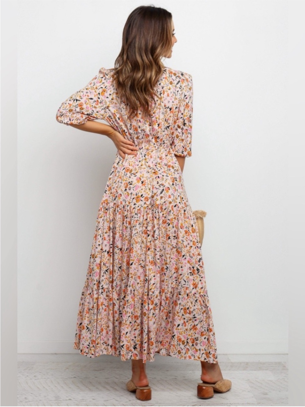 Petal & Pup Kelda Maxi Dress Size Small Floral Beige Orange - Picture 5 of 15